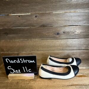 NIB Little Girls‎ Nordstrom Noellie Ivory Faux Leather Ballet Flats Size 11 C